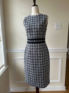 Brooks Brothers Black and White Tweed Sheath Dress